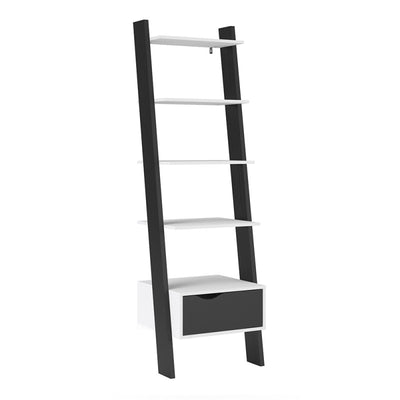 Oslo White and Black Ladder Bookcase