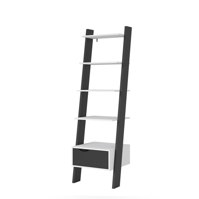 Oslo White and Black Ladder Bookcase