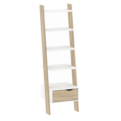 Oslo White and Oak Ladder Bookcase