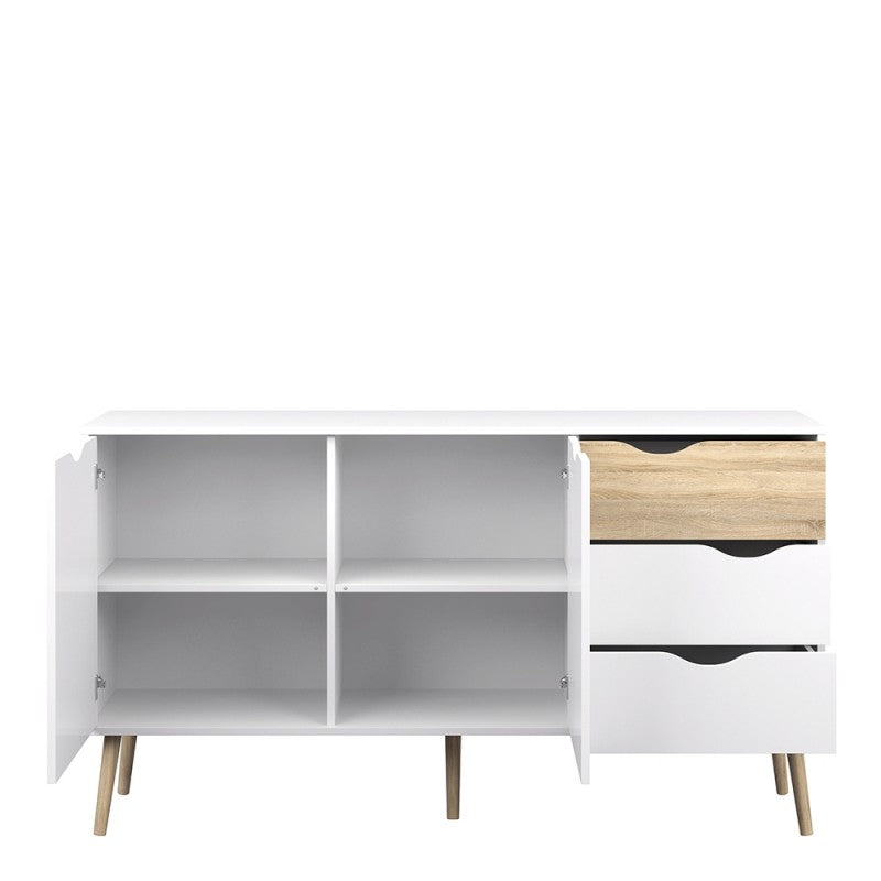 Oslo Large White and Oak Sideboard