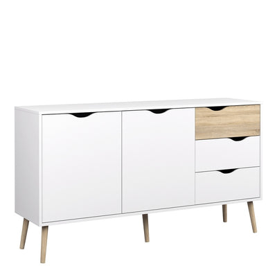 Oslo Large White and Oak Sideboard