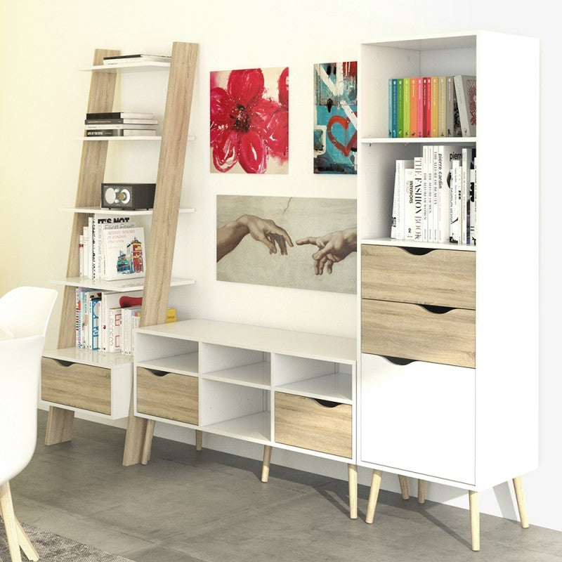 Oslo White and Oak Ladder Bookcase