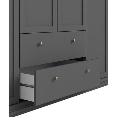 Paris Grey 4 Door 2 Drawer Grey Wardrobe