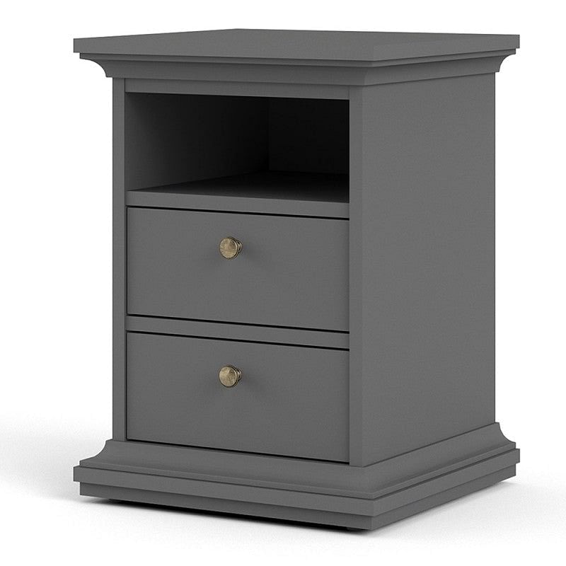 Paris Grey 2 Drawer Bedside