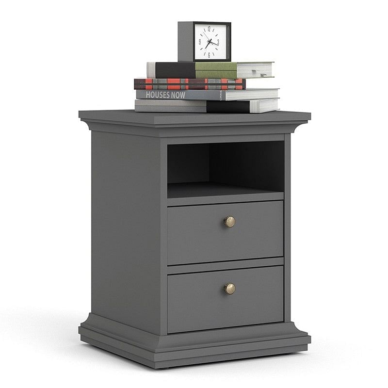 Paris Grey 2 Drawer Bedside