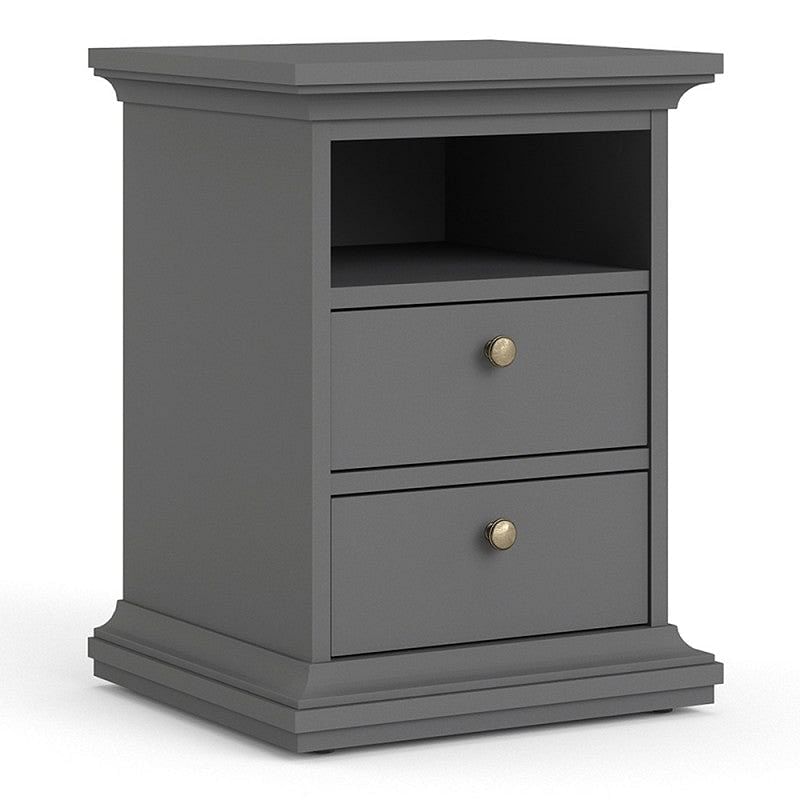 Paris Grey 2 Drawer Bedside