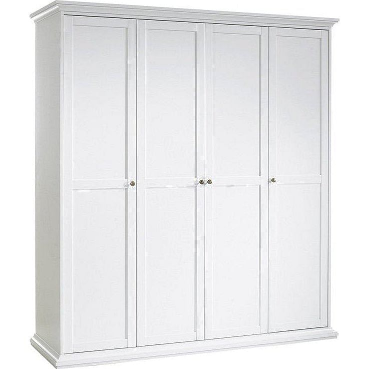 Paris White 4 Door 2 Drawer Wardrobe