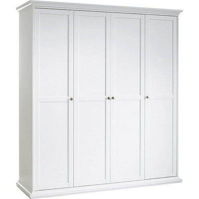 Paris White 4 Door 2 Drawer Wardrobe