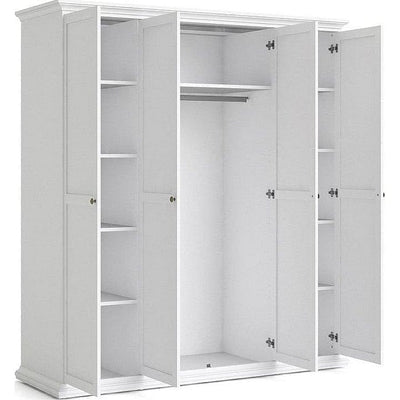 Paris White 4 Door 2 Drawer Wardrobe