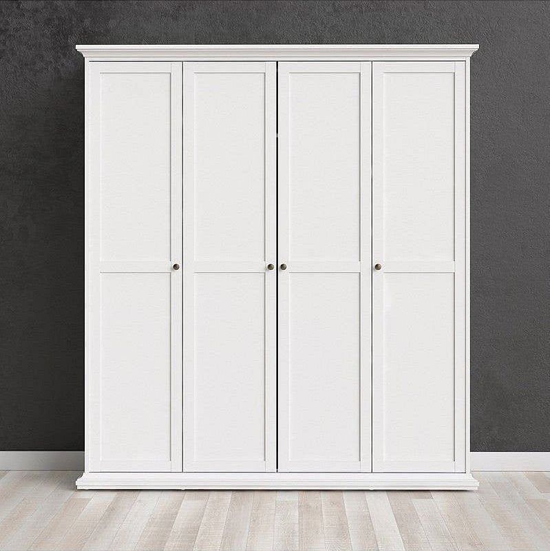 Paris White 4 Door 2 Drawer Wardrobe