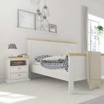 Paris White and Oak 2 Drawer Bedside