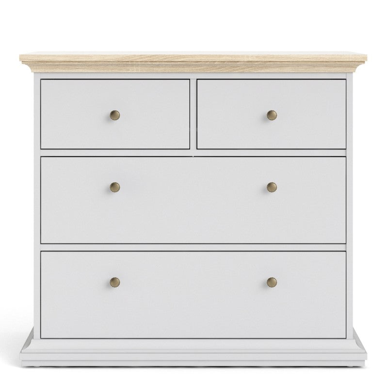 Paris White and Oak 4 Drawer Chest