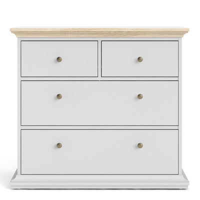 Paris White and Oak 4 Drawer Chest