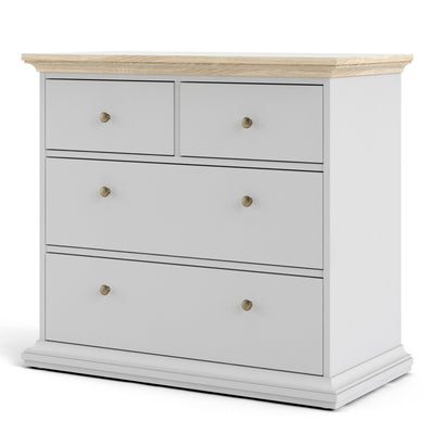 Paris White and Oak 4 Drawer Chest