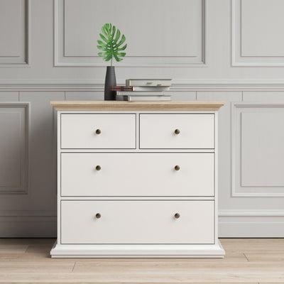 Paris White and Oak 4 Drawer Chest