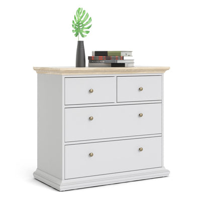 Paris White and Oak 4 Drawer Chest