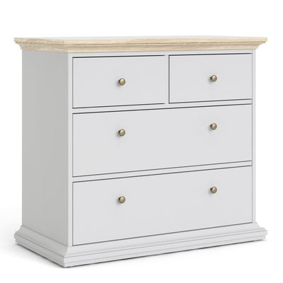 Paris White and Oak 4 Drawer Chest