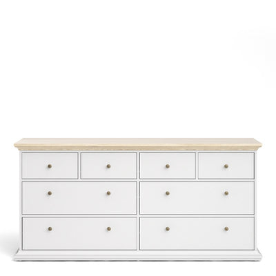 Paris White and Oak 8 Drawer Chest