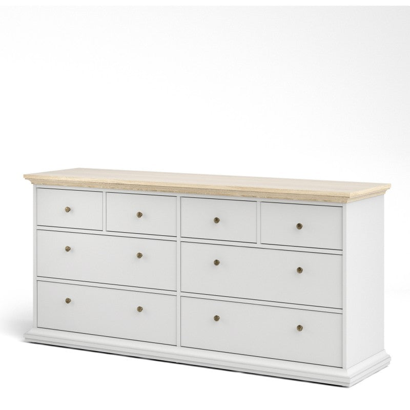 Paris White and Oak 8 Drawer Chest