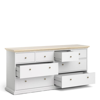 Paris White and Oak 8 Drawer Chest