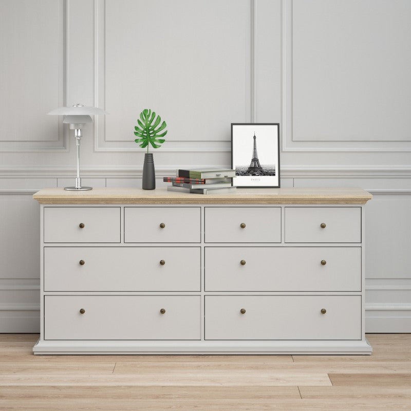 Paris White and Oak 8 Drawer Chest