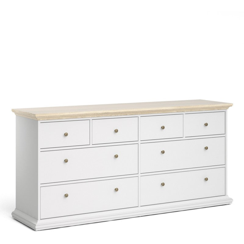 Paris White and Oak 8 Drawer Chest