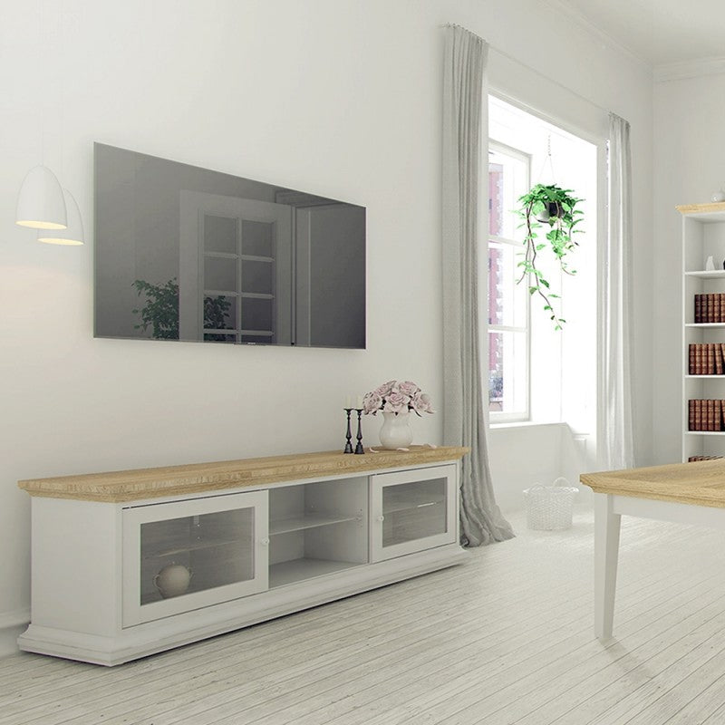 Paris White and Oak Wide TV Unit