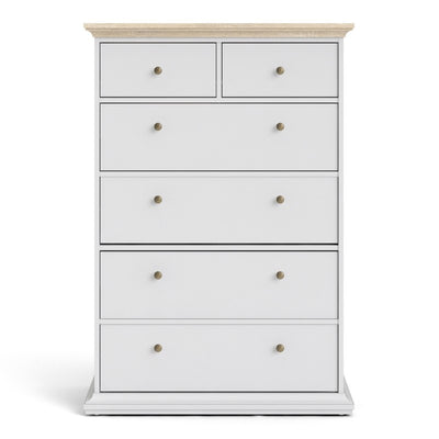 Paris White and Oak 6 Drawer Chest