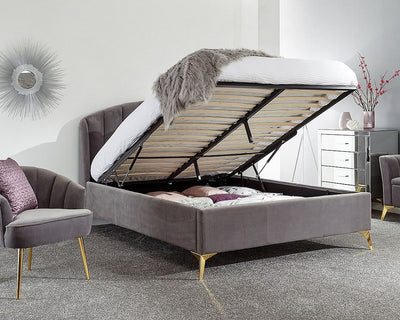 Pettine End Lift Plush Velvet Ottoman Bed