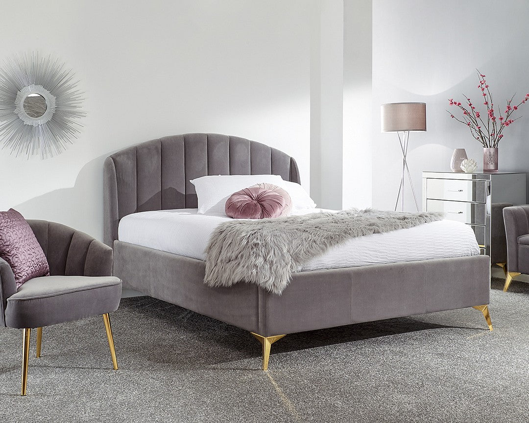 Pettine End Lift Plush Velvet Ottoman Bed