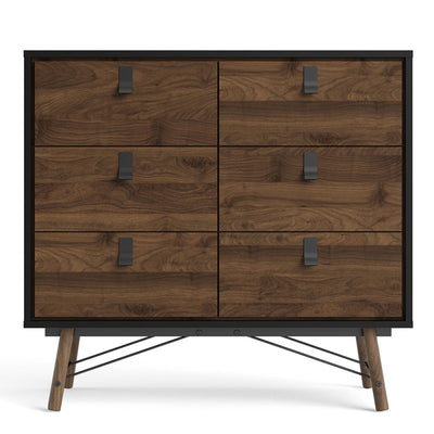 RY Black and Walnut 6 Drawer Double Chest