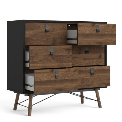 RY Black and Walnut 6 Drawer Double Chest