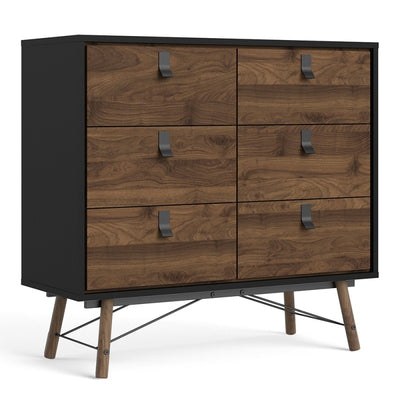 RY Black and Walnut 6 Drawer Double Chest