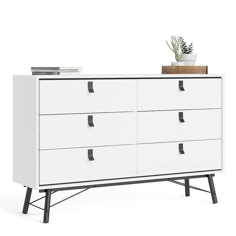 RY White 6 Drawer Double Chest