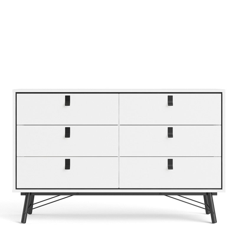 RY White 6 Drawer Double Chest