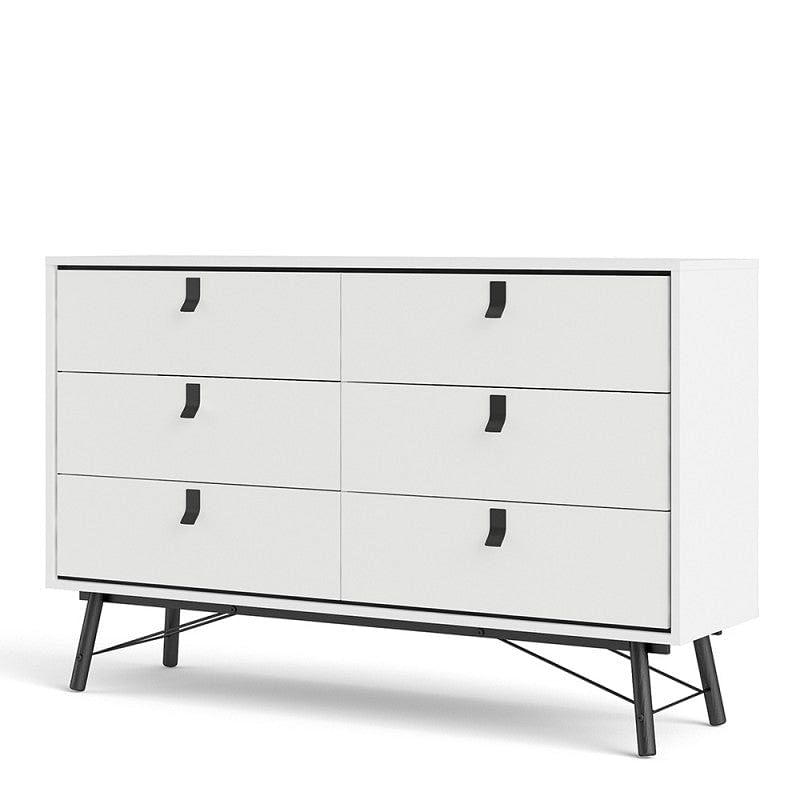 RY White 6 Drawer Double Chest