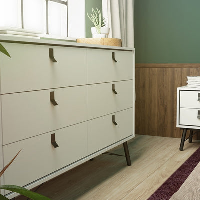 RY White 6 Drawer Double Chest