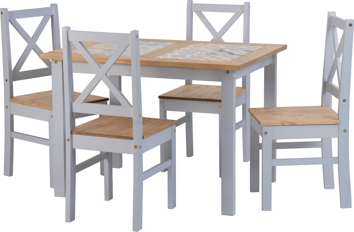 Salvador Grey Tile Top Dining Table Set