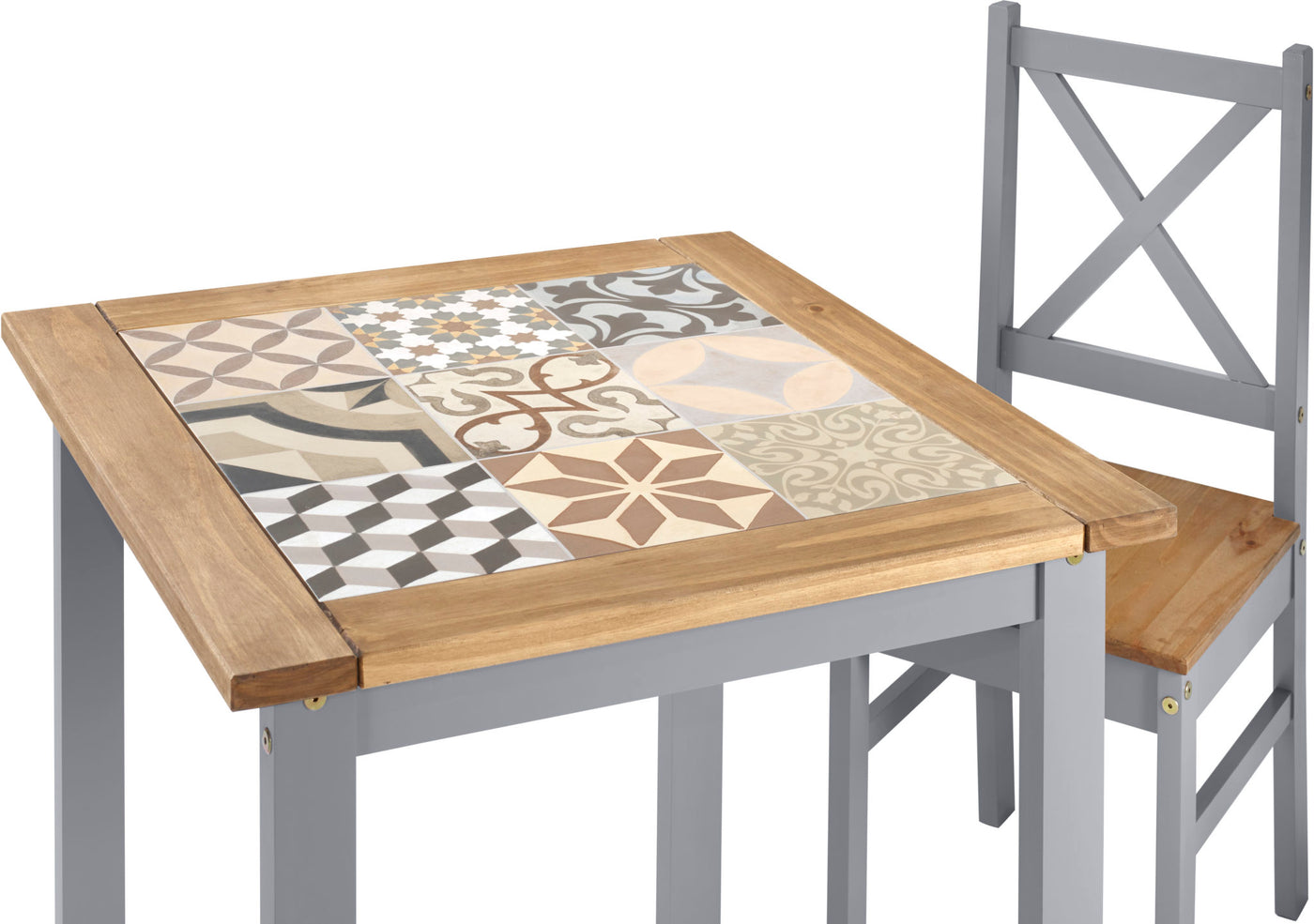 Salvador Grey Small Tile Top Dining Table Set