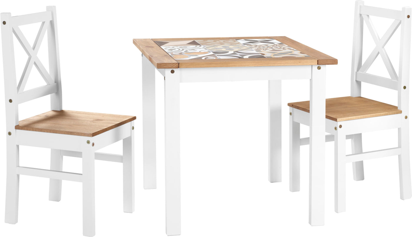 Salvador White Small Tile Top Dining Table Set