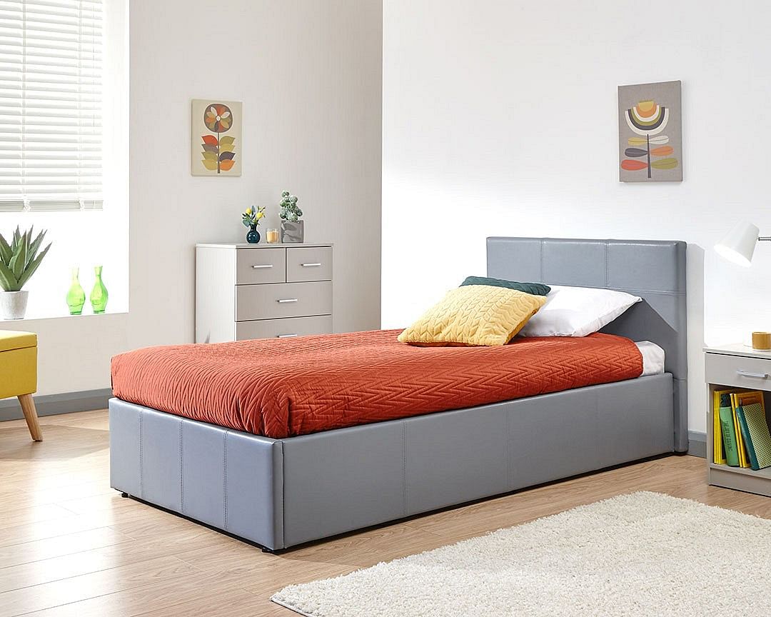 Side Lift Faux Leather Ottoman Bed