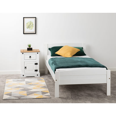 Amber White Wood Bed Frame