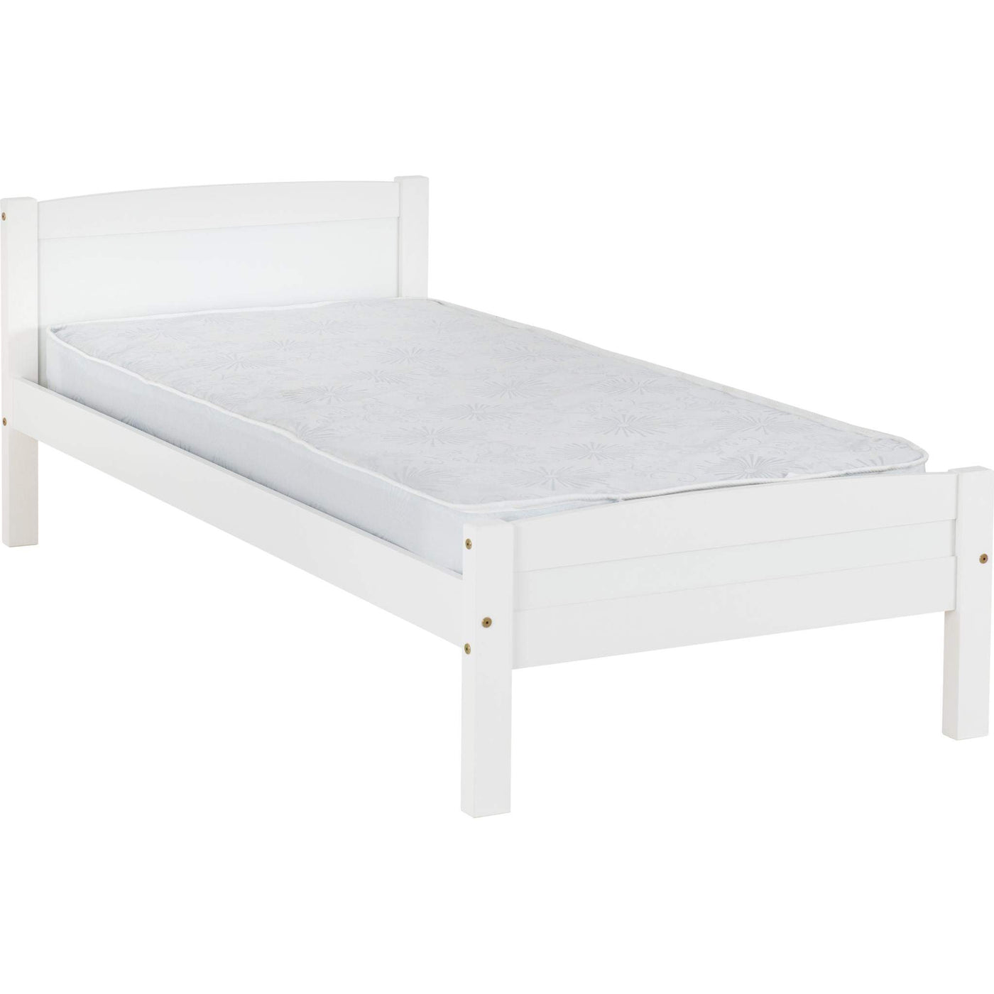 Amber White Wood Bed Frame