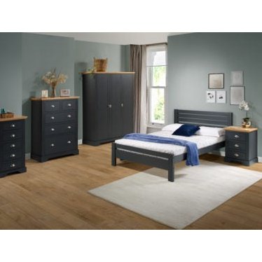 Narrow 5 Drawer Chest Grey and Oak