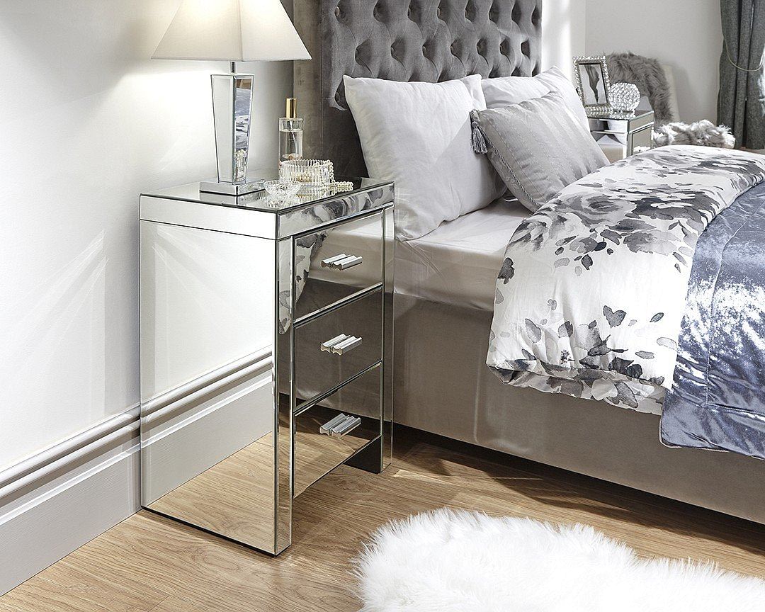 Venta 3 Drawer Mirrored Bedside