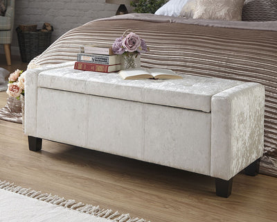 oyster crushed velvet ottoman bedding box