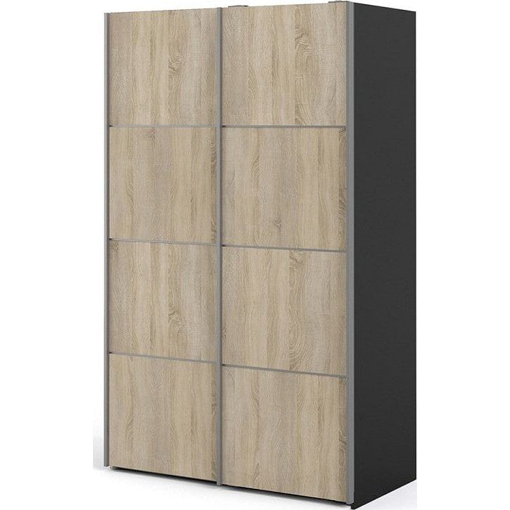 Verona Black and Oak 120cm Sliding Door Wardrobe