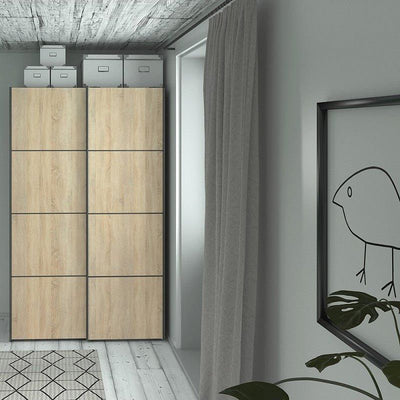 Verona Black and Oak 120cm Sliding Door Wardrobe