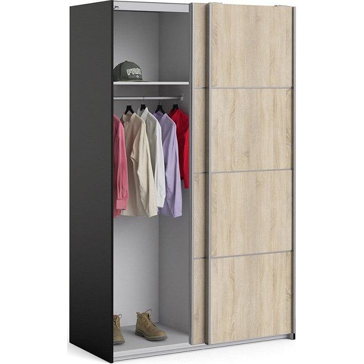 Verona Black and Oak 120cm Sliding Door Wardrobe