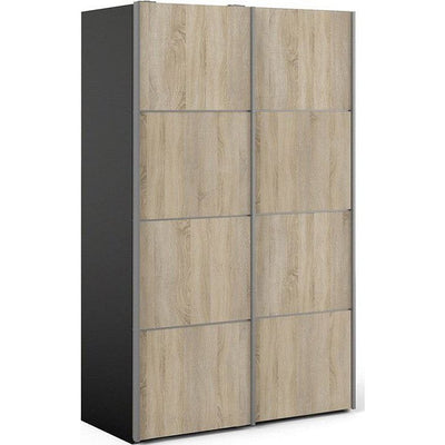 Verona Black and Oak 120cm Sliding Door Wardrobe